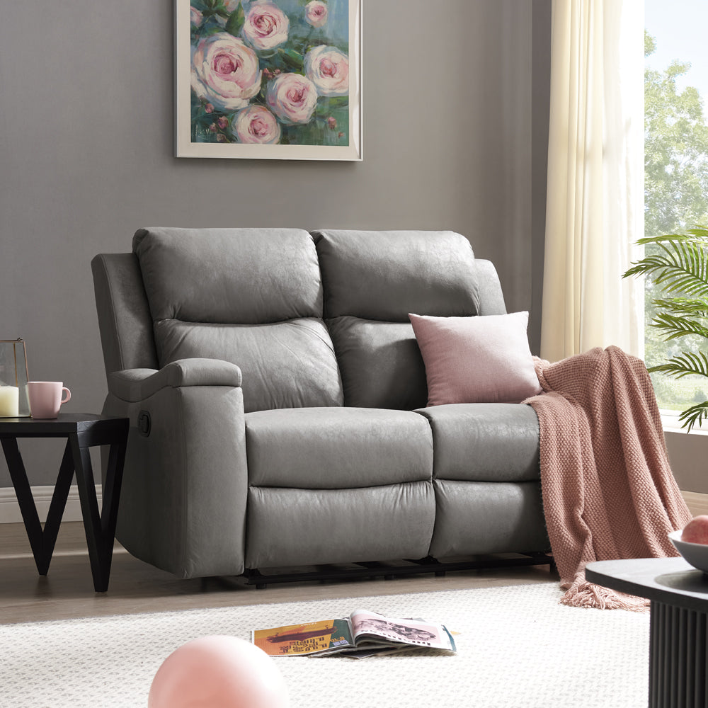 2 seater grey leather sofa