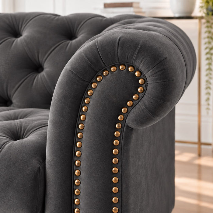 Mayfair Velvet Fabric 1.5 Seater Sofa, Grey Velvet