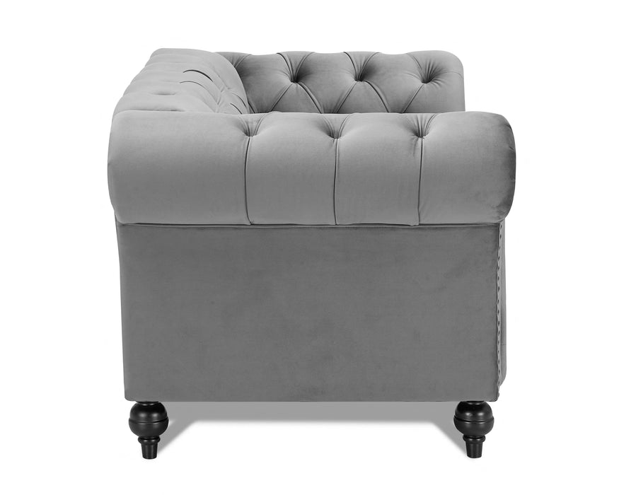 Mayfair Velvet Fabric 1.5 Seater Sofa, Grey