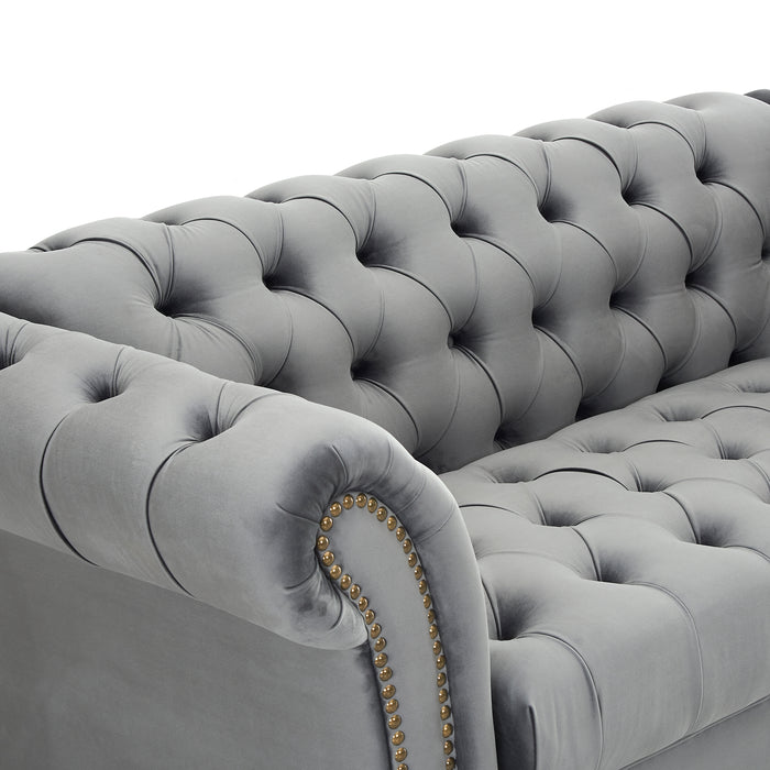 Mayfair Velvet Fabric 1.5 Seater Sofa, Grey