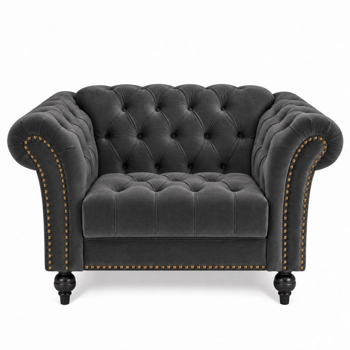 Mayfair Velvet Fabric 1.5 Seater Sofa, Grey Velvet