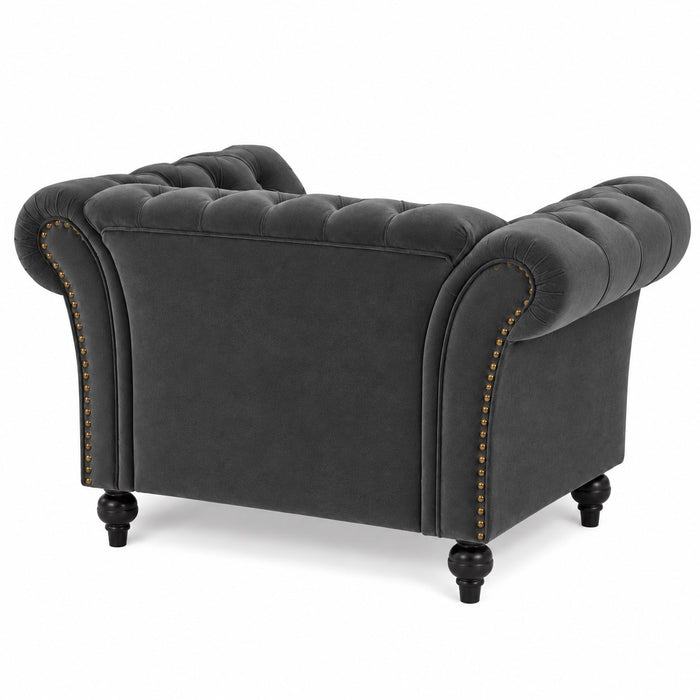 Mayfair Velvet Fabric 1.5 Seater Sofa, Grey Velvet