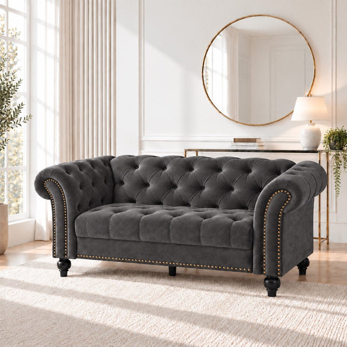 Mayfair Velvet Fabric 2 Seater Sofa, Grey
