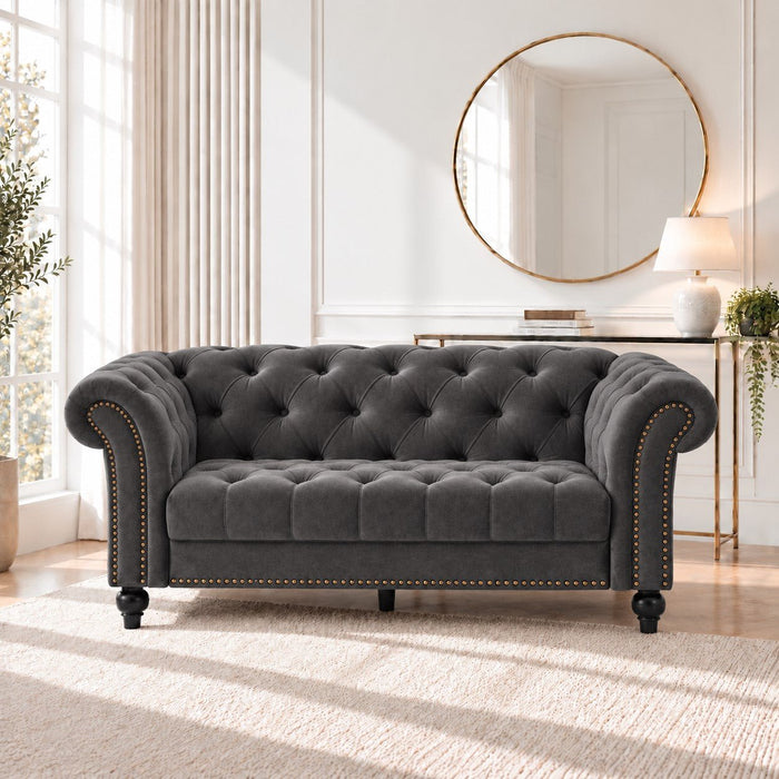 Mayfair Velvet Fabric 2 Seater Sofa, Grey