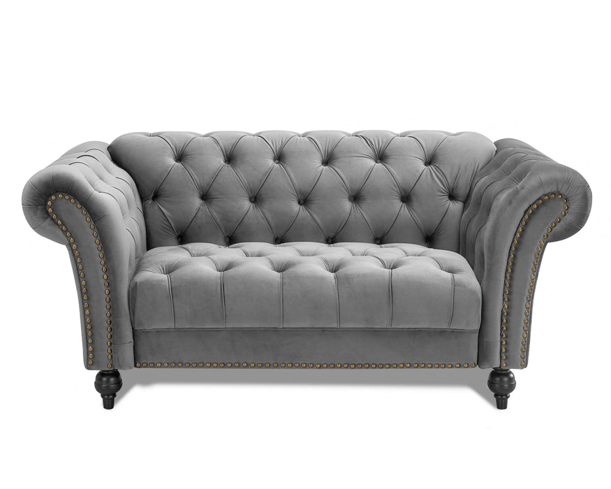 Mayfair Velvet Fabric 2+3 Seater Sofa Set, Grey Velvet