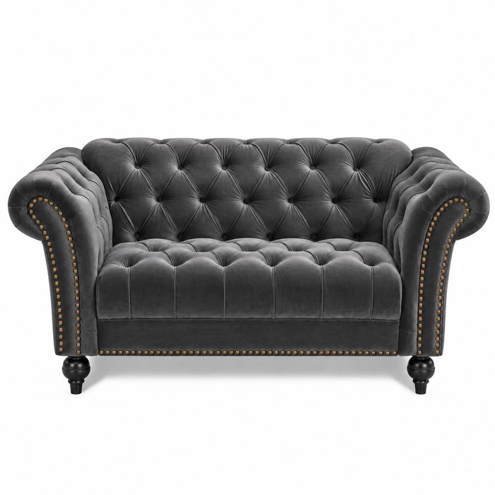 Mayfair Velvet Fabric 2 Seater Sofa, Grey