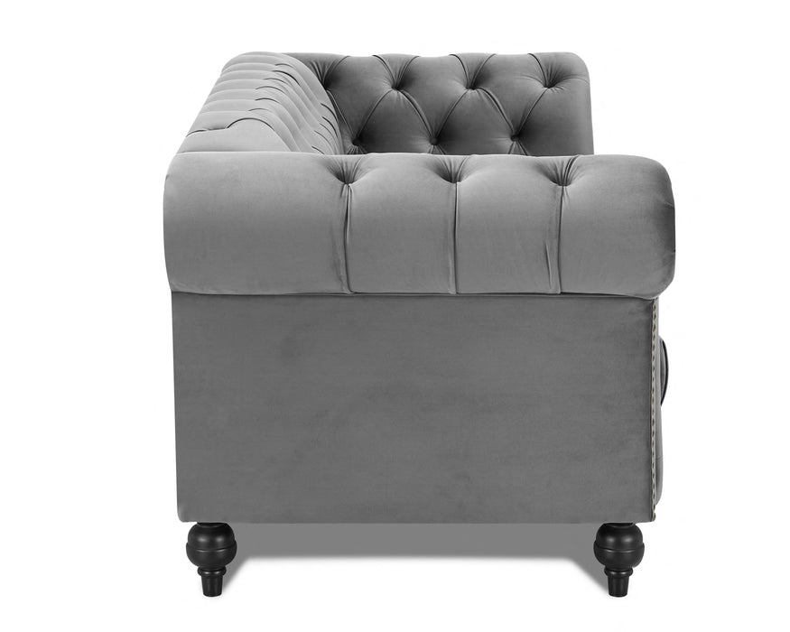 Mayfair Velvet Fabric 3 Seater Sofa, Grey