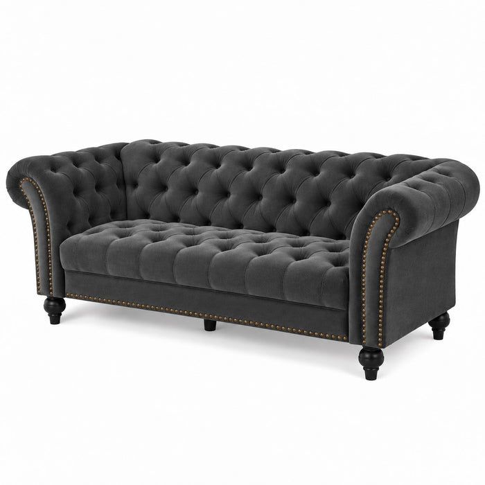 Mayfair Velvet Fabric 3 Seater Sofa, Grey