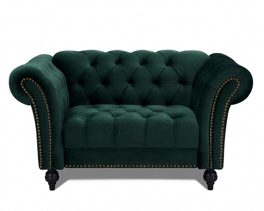 Mayfair Velvet Fabric 1.5 Seater Sofa, Green Velvet