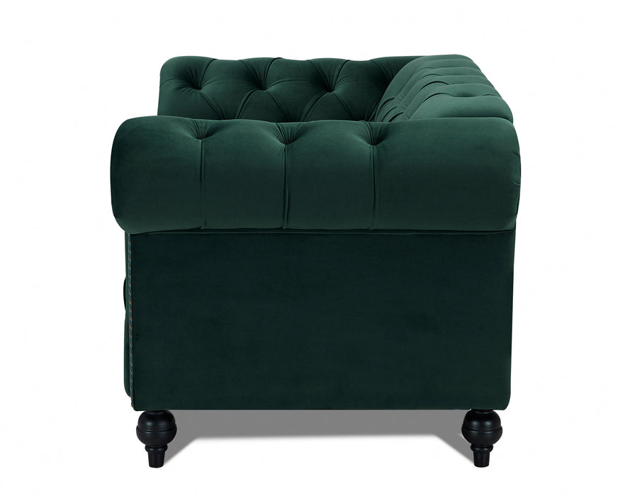 Mayfair Velvet Fabric 1.5 Seater Sofa, Green Velvet