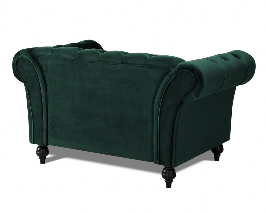 Mayfair Velvet Fabric 1.5 Seater Sofa, Green Velvet