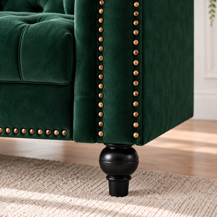 Mayfair Velvet Fabric 1.5 Seater Sofa, Green Velvet