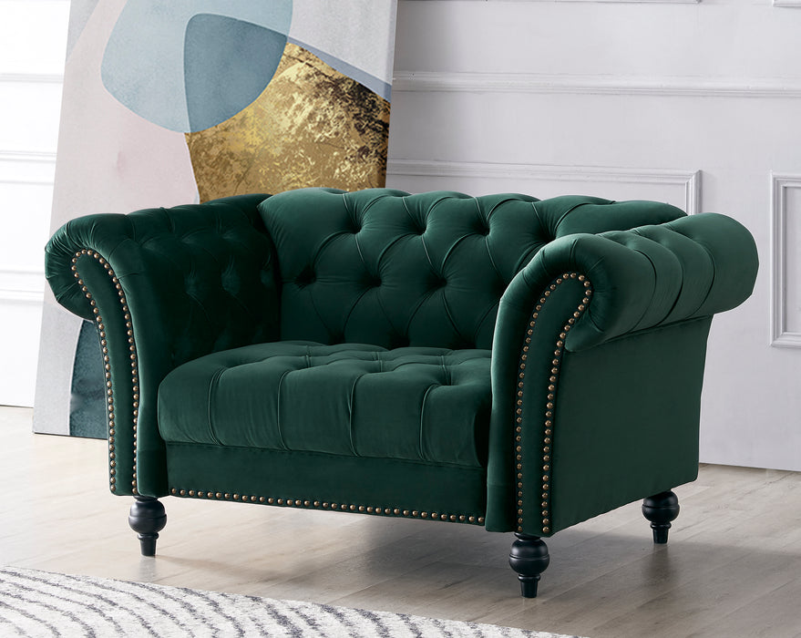 Mayfair Velvet Fabric 2+3 Seater Sofa Set, Green Velvet