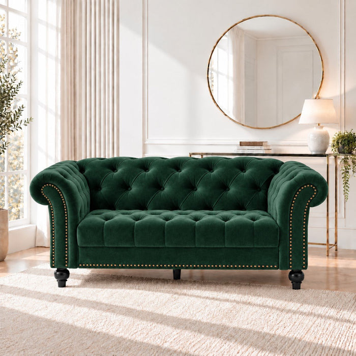 Mayfair Velvet Fabric 2+3 Seater Sofa Set, Green Velvet