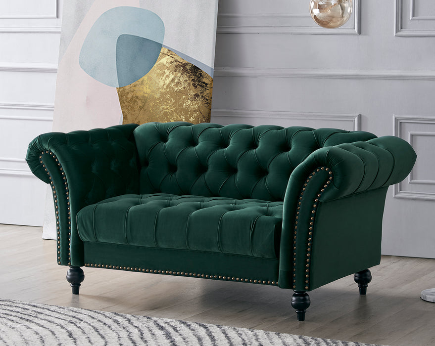 Mayfair Velvet Fabric 2+3 Seater Sofa Set, Green Velvet