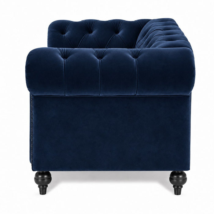 Mayfair Velvet Fabric 1.5 Seater Sofa, Midnight Blue elvet