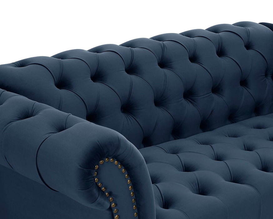 Mayfair Velvet Fabric 2 Seater Sofa, Midnight Blue