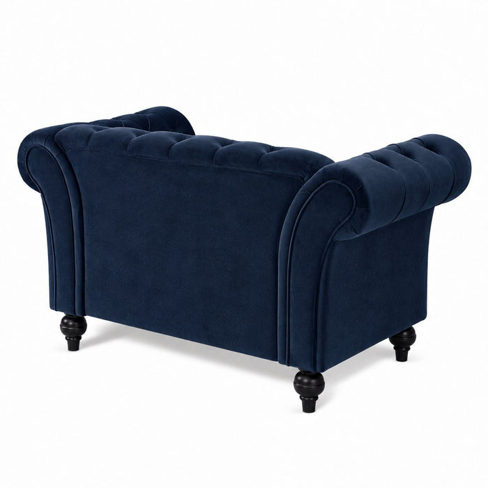 Mayfair Velvet Fabric 1.5 Seater Sofa, Midnight Blue elvet