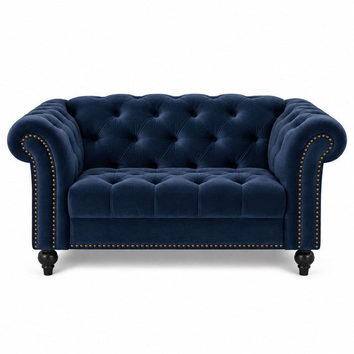Mayfair Velvet Fabric 2 Seater Sofa, Midnight Blue