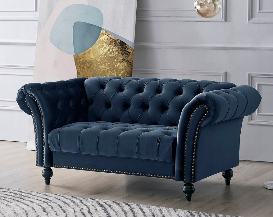 Mayfair Velvet Fabric 2+3 Seater Sofa Set, Midnight Blue Velvet