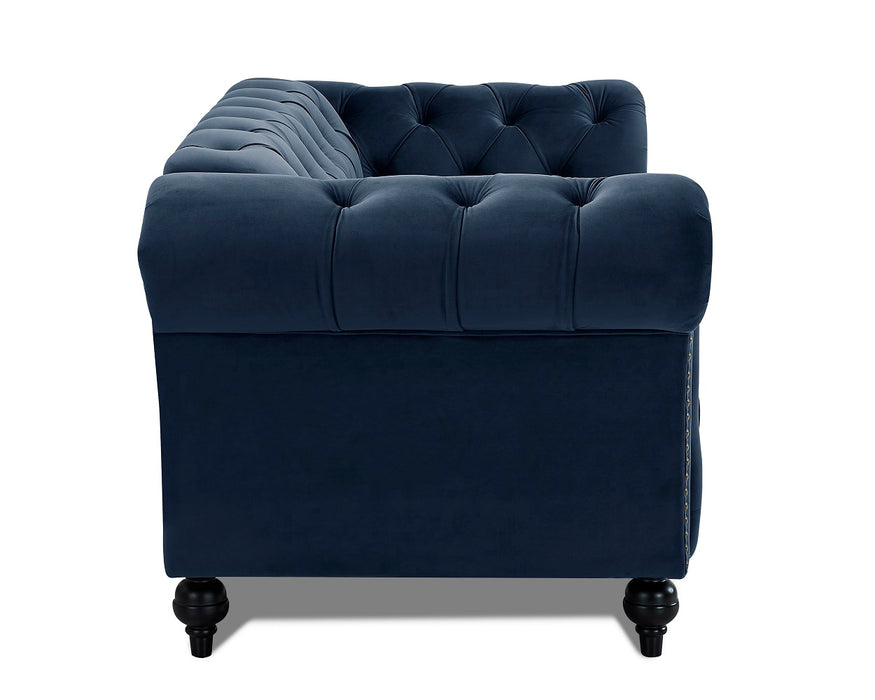 Mayfair Velvet Fabric 2 Seater Sofa, Midnight Blue