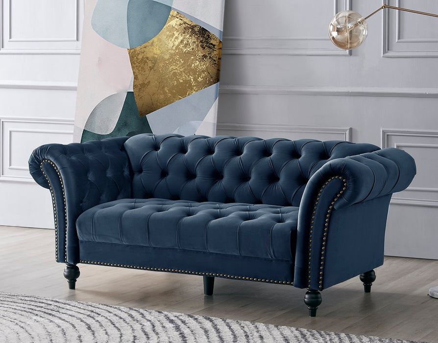Mayfair Velvet Fabric 2+3 Seater Sofa Set, Midnight Blue Velvet