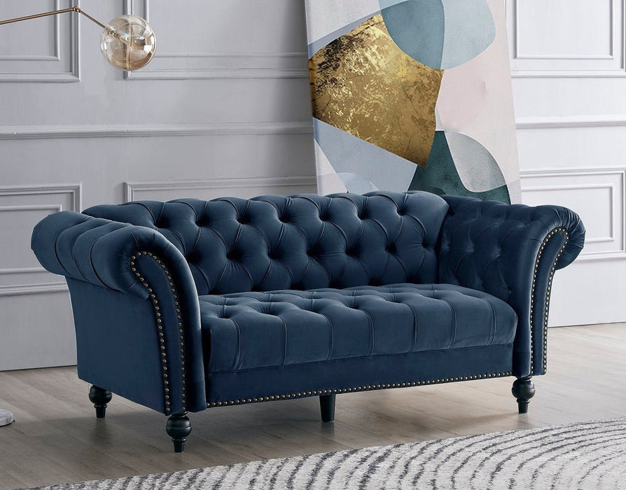 Mayfair Velvet Fabric 3 Seater Sofa, Midnight Blue