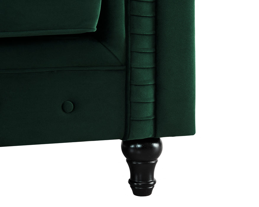 Chesterfield Velvet Fabric 2 Seater Sofa, Green