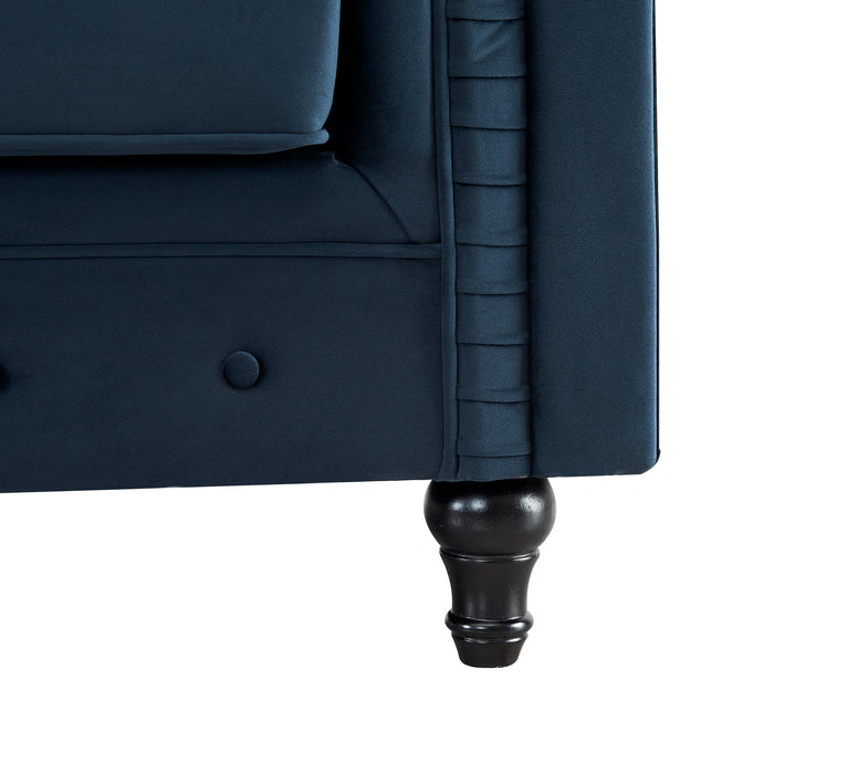 Chesterfield Velvet Fabric 2 Seater Sofa, Midnight Blue