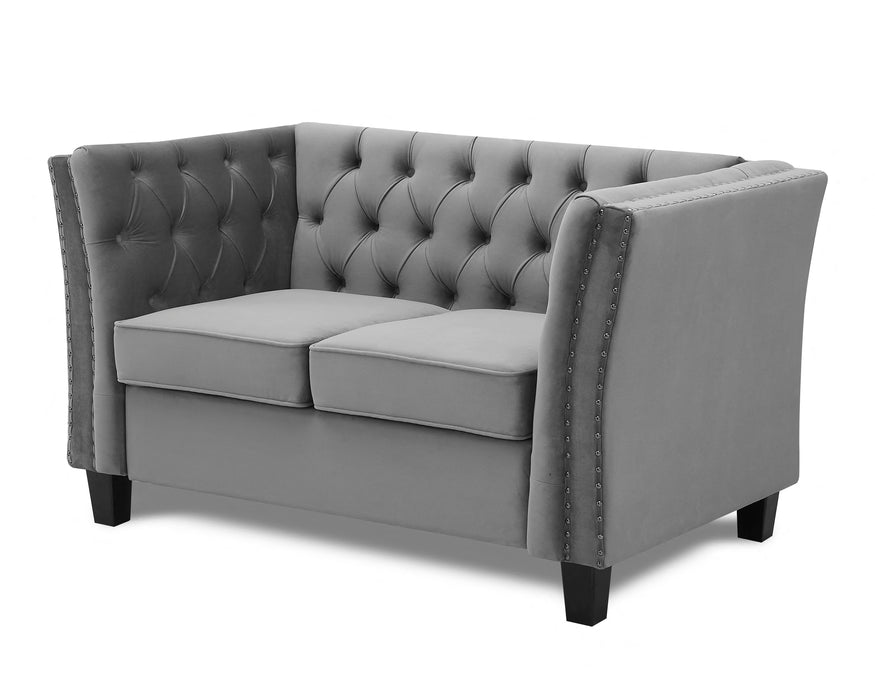 Chelsea Velvet Fabric 2 Seater Sofa, Light Grey