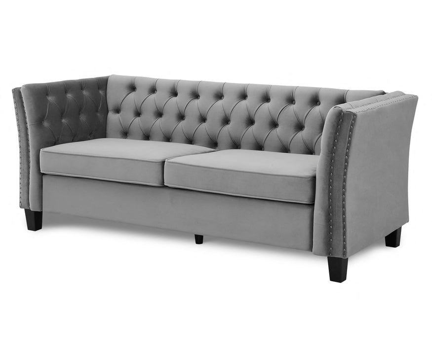 Chelsea Velvet Fabric 3 Seater Sofa, Light Grey