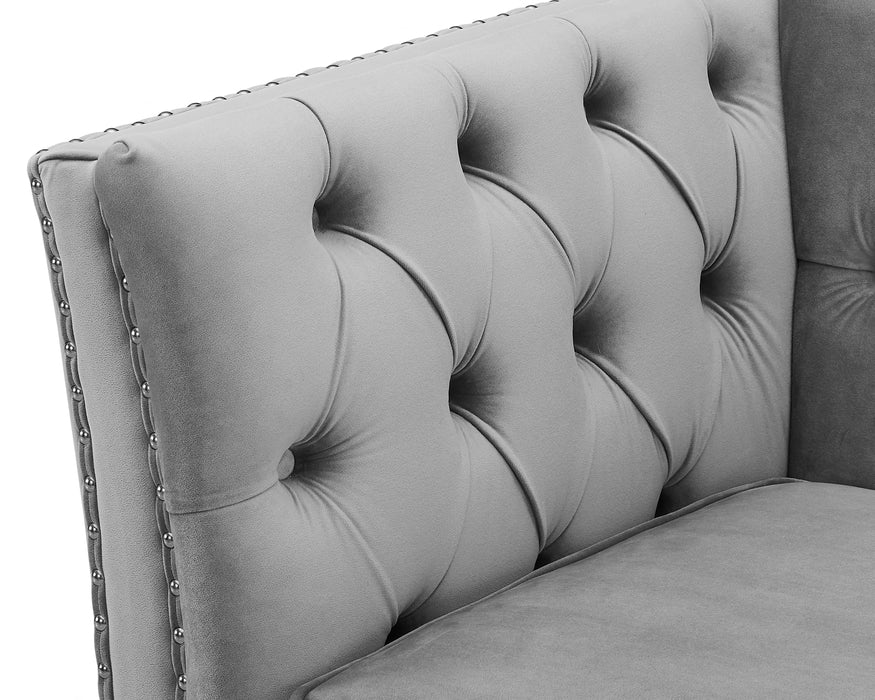 Chelsea Velvet Fabric 3 Seater Sofa, Light Grey