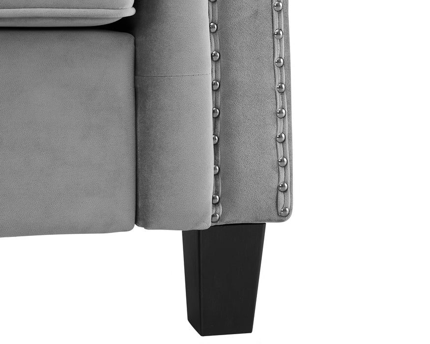 Chelsea Velvet Fabric 3 Seater Sofa, Light Grey