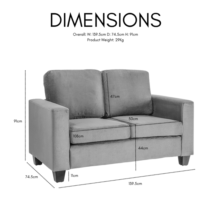 Dakota 2 Seater Green Velvet Fabric Sofa