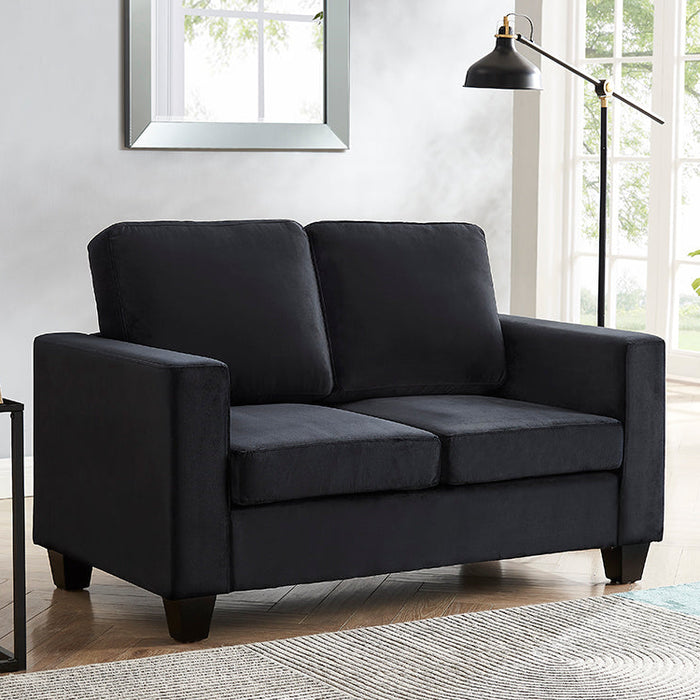 Dakota 2 Seater Black Velvet Fabric Sofa