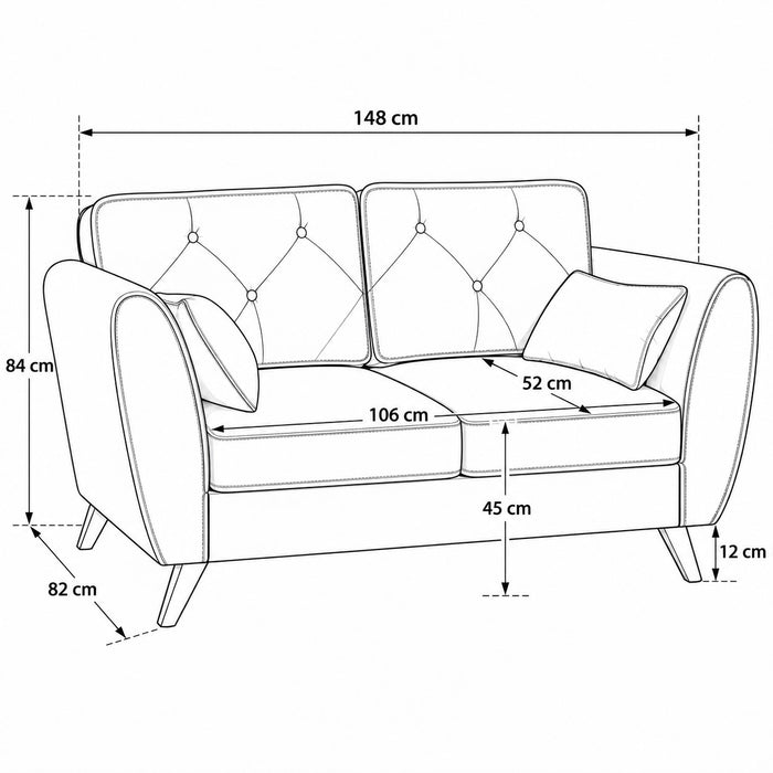 Monroe 2 Seater Sofa, Cream Linen