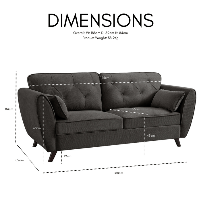 Monroe 3 Seater Sofa, Green Velvet