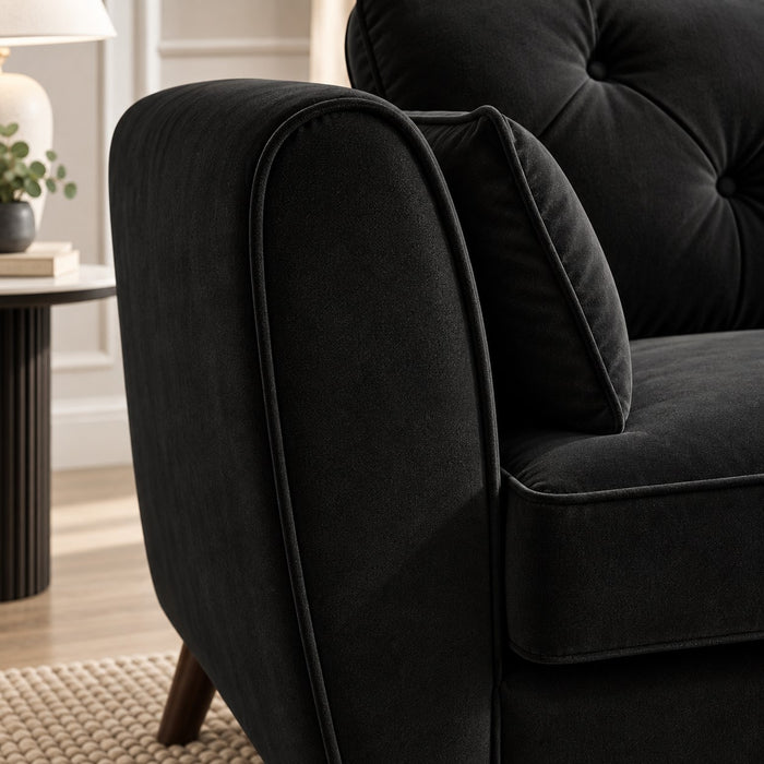 Monroe 2+3 Seater Sofa Set, Black Velvet