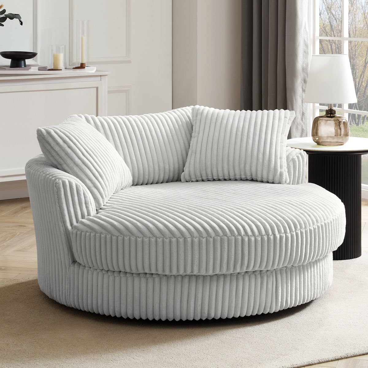 Grey Swivel Cuddle Chair Jumbo Cord Swivel Chair Skyler Swivel