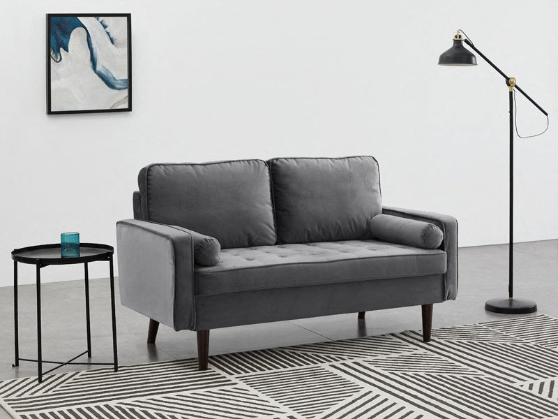 Scott Velvet 2 Seater Luxury Upholstered Cushion Sofa , Grey