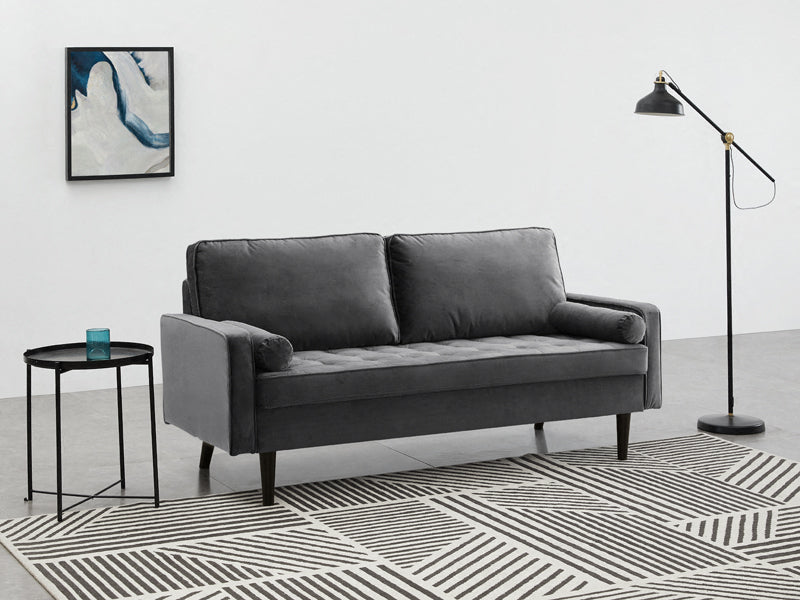 Scott Velvet 3 Seater Luxury Upholstered Cushion Sofa , Grey
