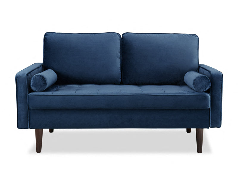 Scott Velvet 2 Seater Luxury Upholstered Cushion Sofa , Blue