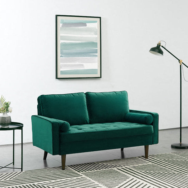 Scott Velvet 2 Seater Luxury Upholstered Cushion Sofa , Green