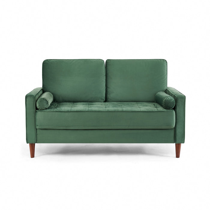 Edward Velvet Sofa 2 Seater Luxury Velvet Sofa Couch Settee Bolster Cushions, Green
