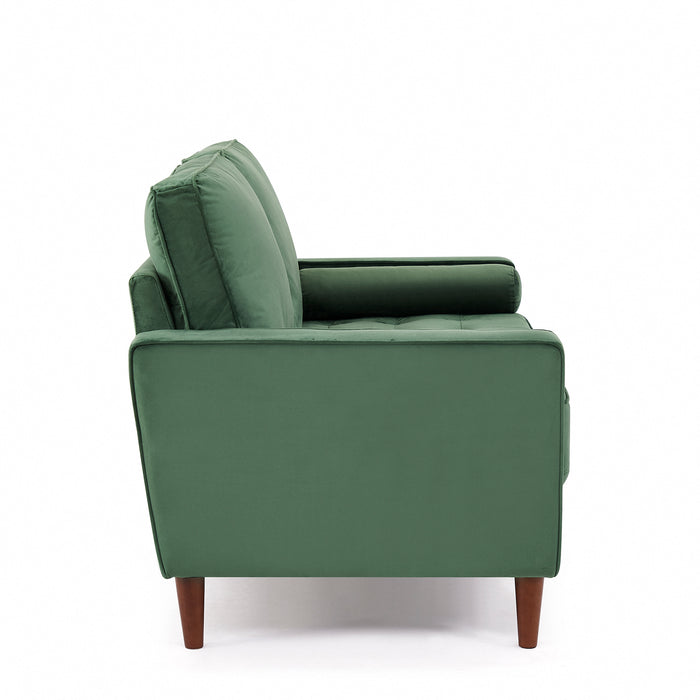 Edward Velvet Sofa 2 Seater Luxury Velvet Sofa Couch Settee Bolster Cushions, Green