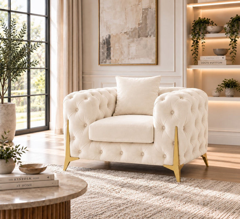 Jasper Chesterfield Armchair, Cream Velvet