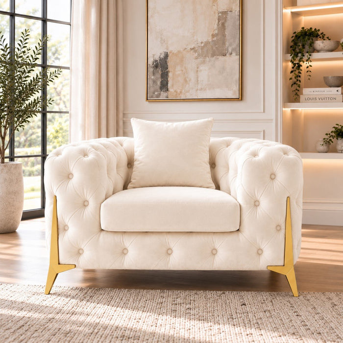 Jasper Chesterfield Armchair, Cream Velvet