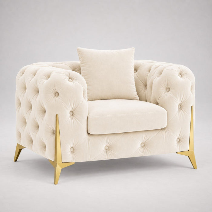 Jasper Chesterfield Armchair, Cream Velvet
