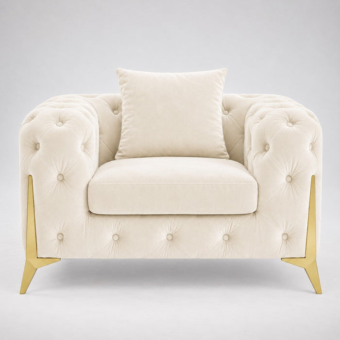 Jasper Chesterfield Armchair, Cream Velvet