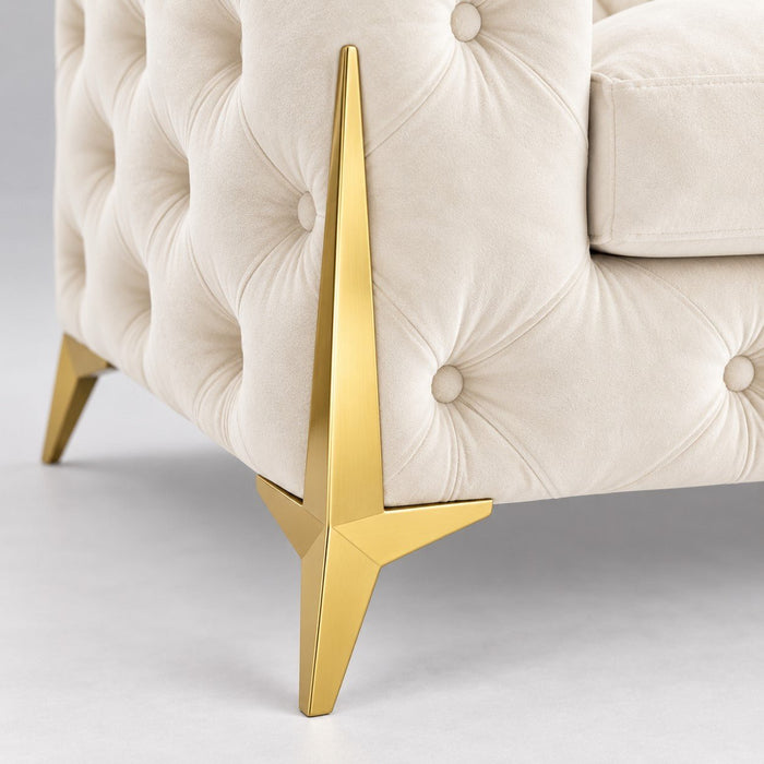Jasper 3-Seater Chesterfield Sofa, Cream Velvet